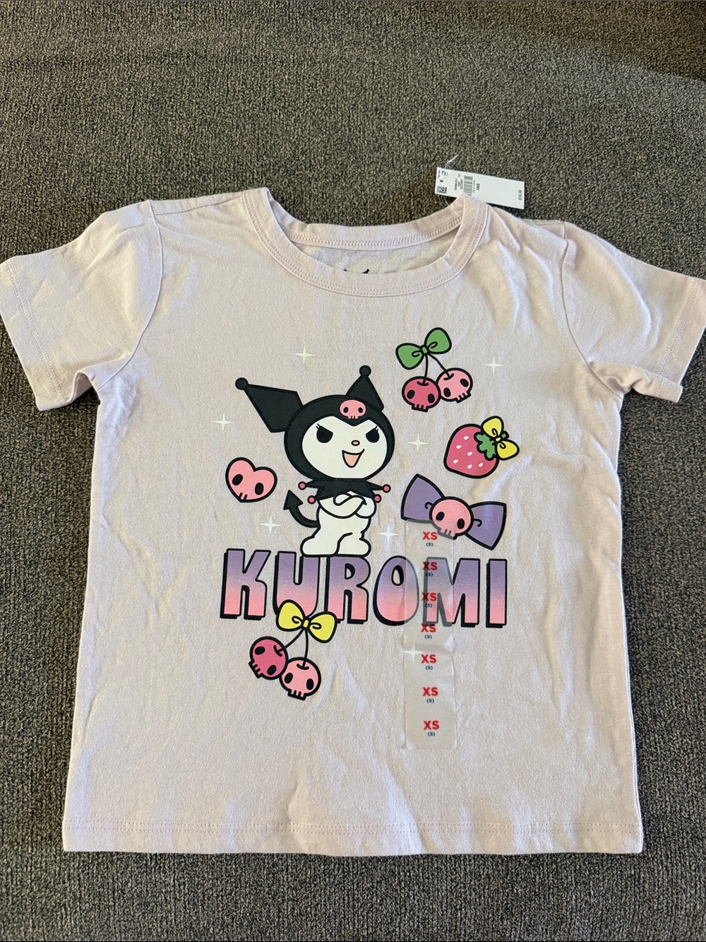 Sanrio Kuromi Short Sleeve Tee in Light Purple with Pink Accents